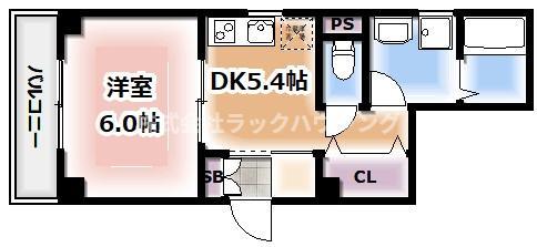 SORA(1DK/2階)の間取り写真