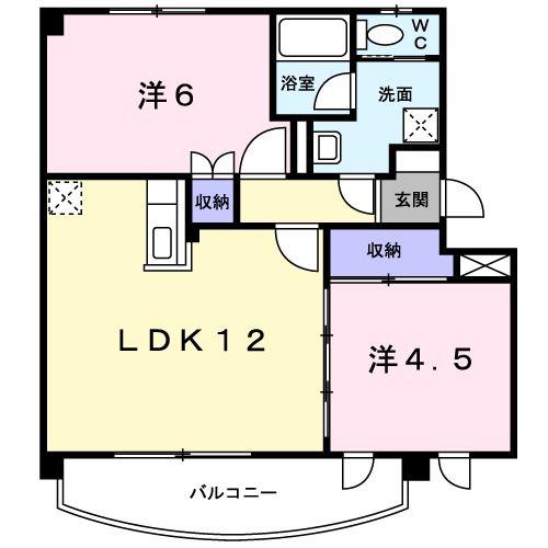 グランヒルズ星置(2LDK/4階)の間取り写真