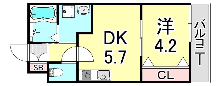 NET-K片山町(1DK/3階)の間取り写真