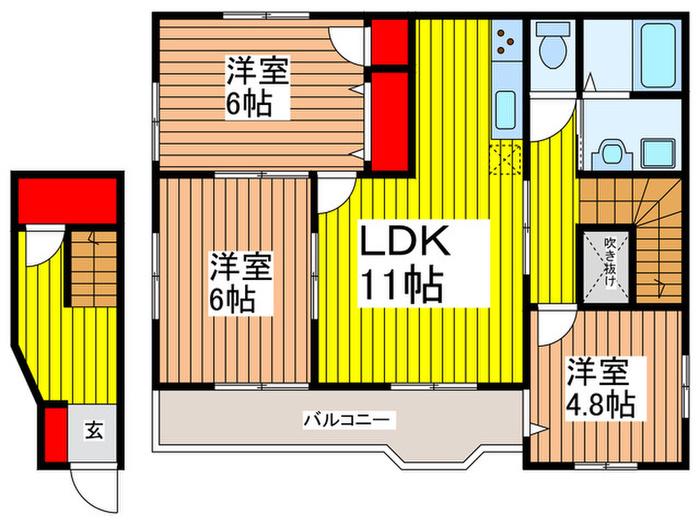 パークハイツしろやA棟(3LDK/2階)の間取り写真