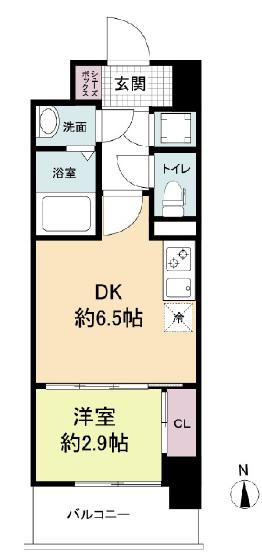 アドバンス難波ラシュレ(1DK/6階)の間取り写真
