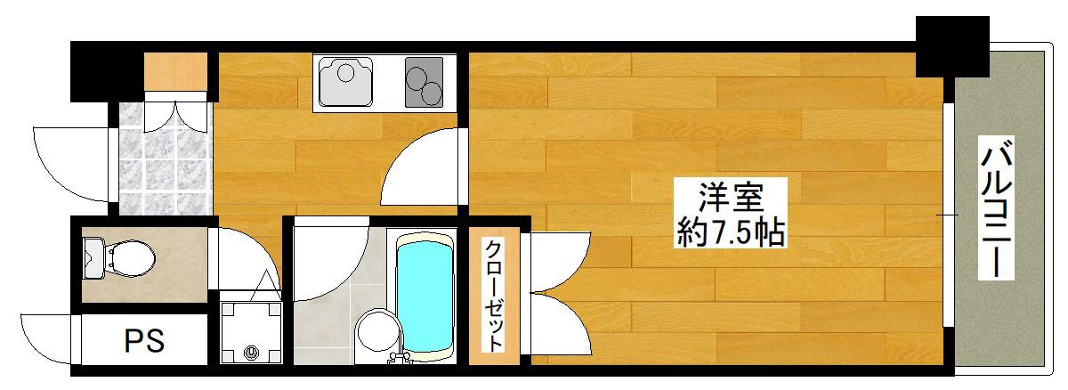 KM江坂(1K/5階)の間取り写真