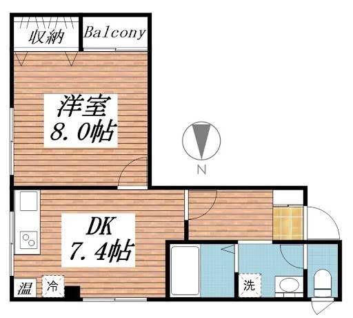 スチールビル(1DK/4階)の間取り写真