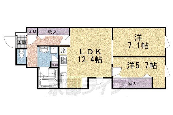 CASA壬生寺道(2LDK/3階)の間取り写真