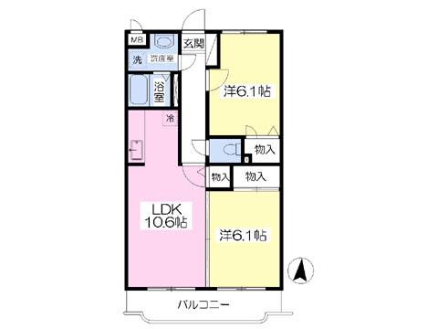 エスポワールI番館(2LDK/1階)の間取り写真