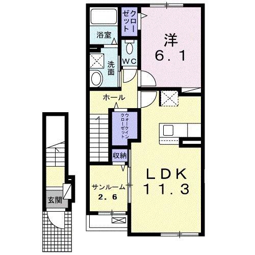 スペランツァII(1LDK/2階)の間取り写真