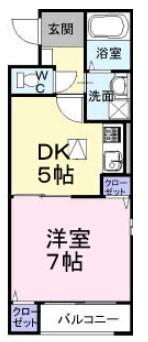 ミニヨン(1DK/1階)の間取り写真