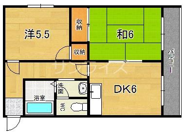プラザ森ノ宮(2DK/2階)の間取り写真
