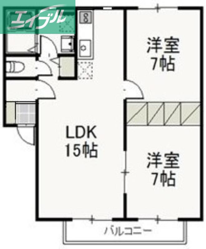 ピュアローズB(2LDK/2階)の間取り写真
