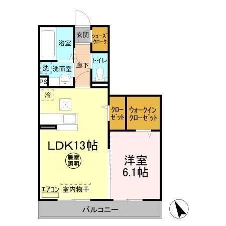 ラ・ペジブル B(1LDK/1階)の間取り写真