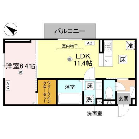 D-REGALO下馬N(1LDK/1階)の間取り写真