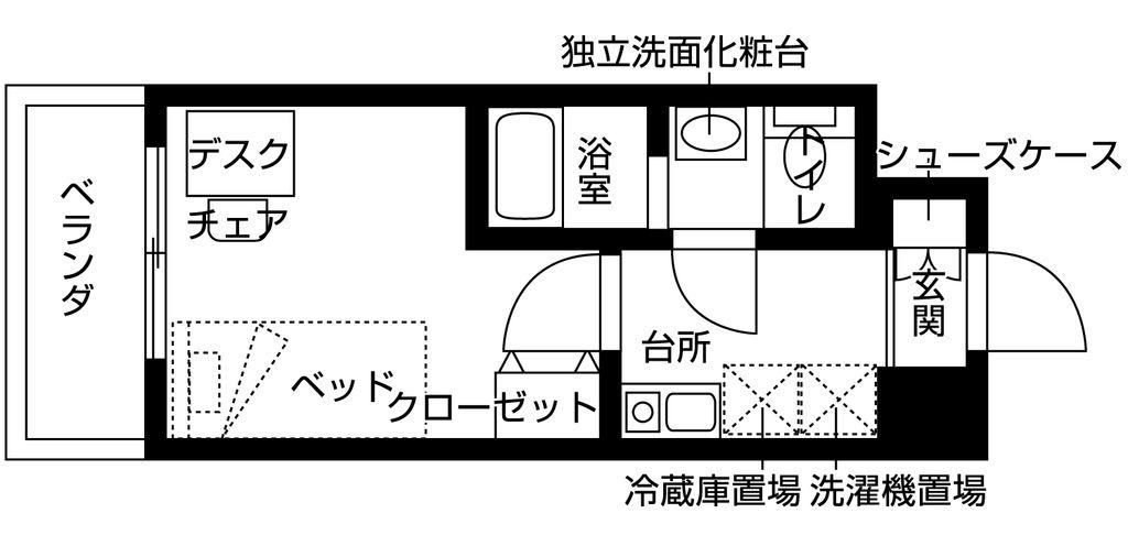 フレンシアエール町田(1K/5階)の間取り写真