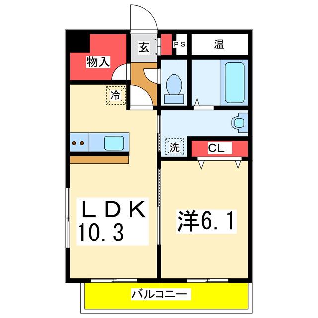 ベリエIII(1LDK/2階)の間取り写真