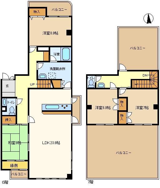 ノヴレス吉岡(4LDK/6階)の間取り写真