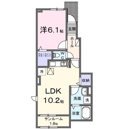 アバンダント(1LDK/1階)の間取り写真
