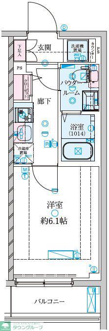 GENOVIA南鳩ヶ谷(1K/6階)の間取り写真