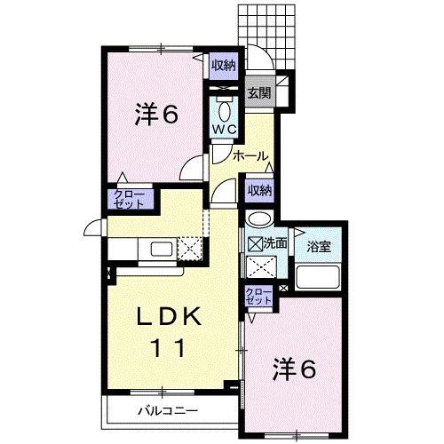 イルミオI(2LDK/1階)の間取り写真