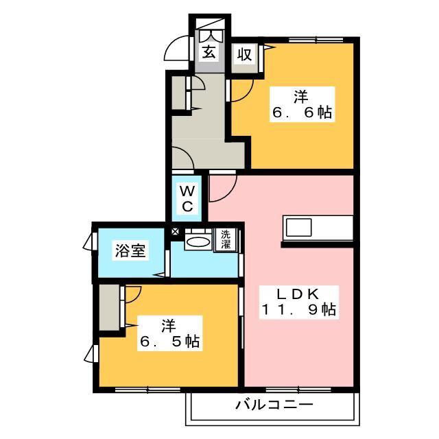 アヴァンセ本市場C(2LDK/1階)の間取り写真