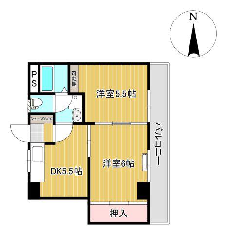 岡ビル(2DK/4階)の間取り写真