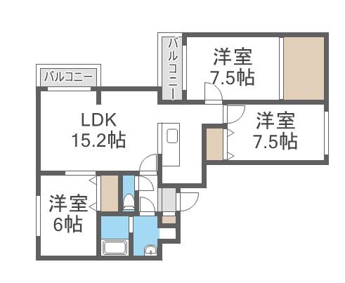 メゾンコンフォール山の手(3LDK/1階)の間取り写真