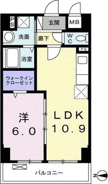ル・カトレヤ(1LDK/6階)の間取り写真