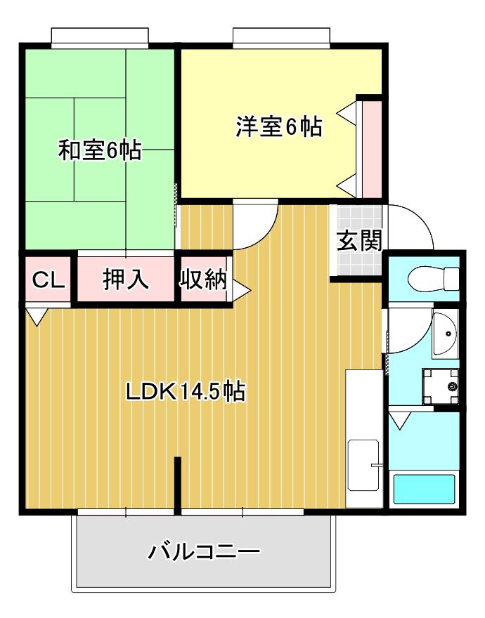 サニーハウス泉南(2LDK/2階)の間取り写真