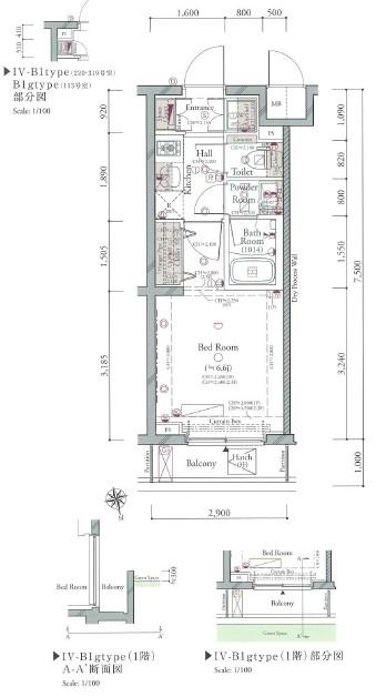 コンシェリア品川南 THE GRAND RESIDENCE(1K/1階)の間取り写真