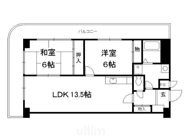 インペリアルパレス・リバーサイド(2LDK/3階)の間取り写真