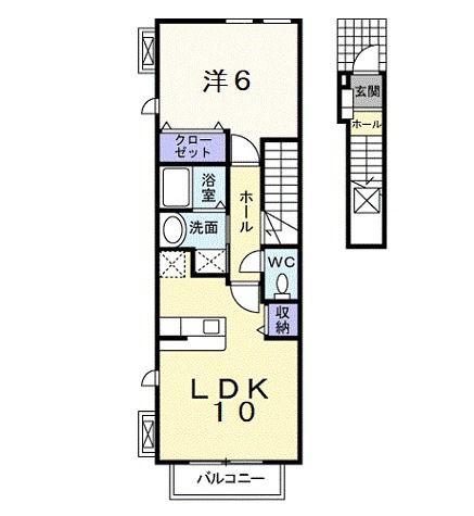ハレクラニ鎌倉(1LDK/2階)の間取り写真