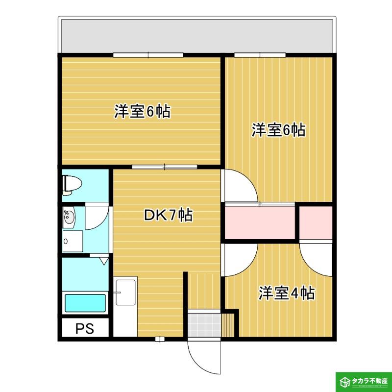 渡辺コーポ(3DK/1階)の間取り写真