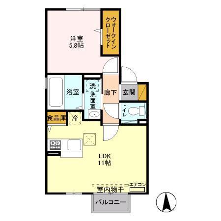 リーヴァ(1LDK/1階)の間取り写真