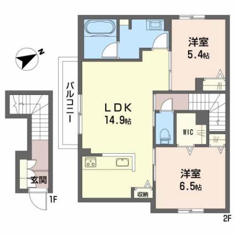 ラ メゾン ウールゥ A(2LDK/2階)の間取り写真