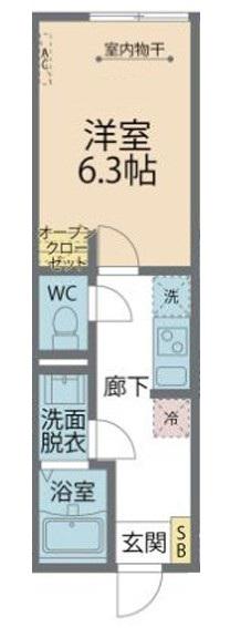 ポーラスター橋本(1K/2階)の間取り写真