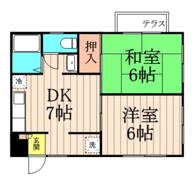メゾンデリシュウズ(2DK/2階)の間取り写真
