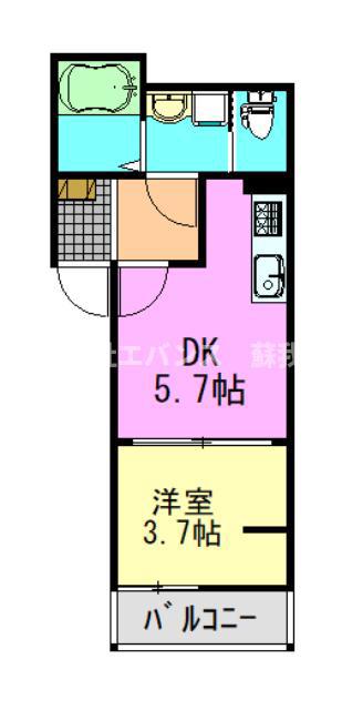 フォーサイト千葉寺(1DK/3階)の間取り写真
