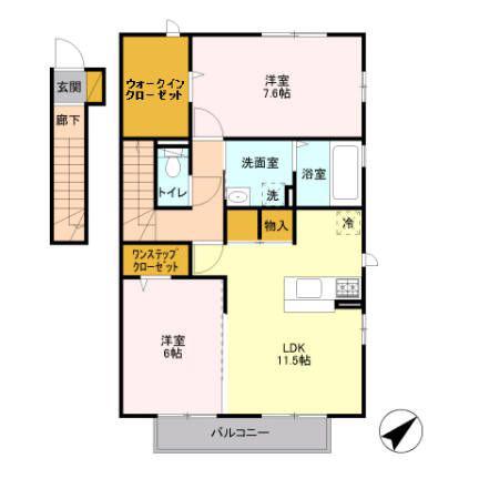 ガーデンヒルズA(2LDK/2階)の間取り写真