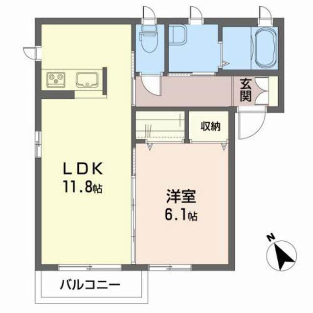 クラリタ富士前(1LDK/2階)の間取り写真
