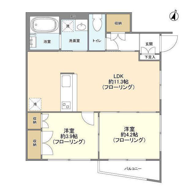 NEMO柿の木坂(2LDK/1階)の間取り写真