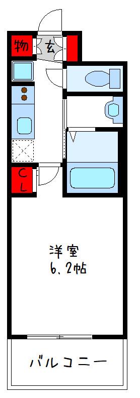 エステムコート大阪プリューム(1K/2階)の間取り写真