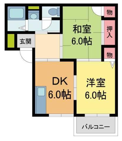 メゾンベール千歳(2DK/2階)の間取り写真