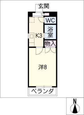 フランボワーズツシマ(1K/3階)の間取り写真