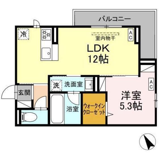 セステナリー西ノ内(1LDK/2階)の間取り写真