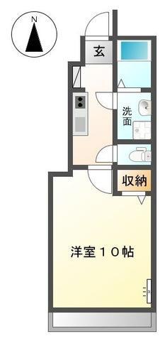 ベース新田南(1K/1階)の間取り写真