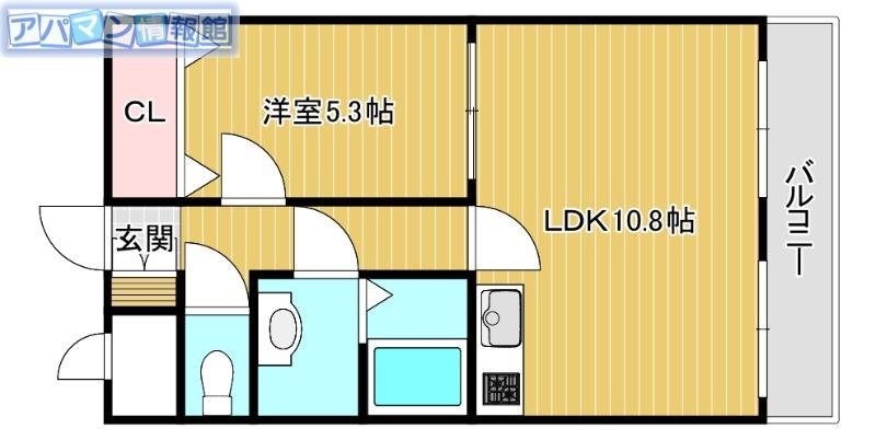 ピュアみやび一番館(1LDK/2階)の間取り写真