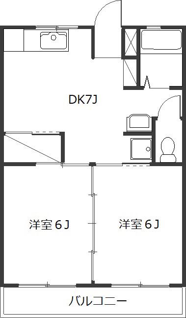 蓮根サニーハウス(2DK/3階)の間取り写真