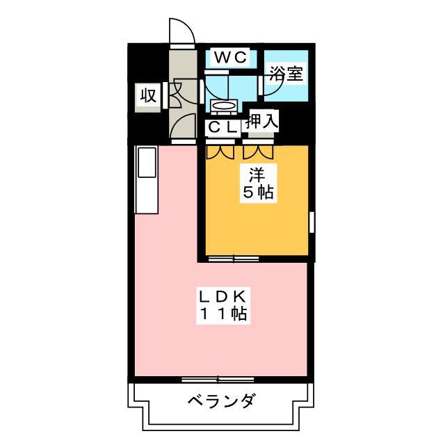 タウンコート人宿町(1LDK/2階)の間取り写真