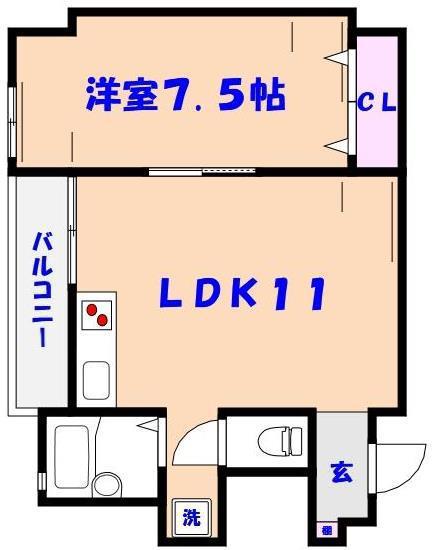 市川すがの(1LDK/1階)の間取り写真