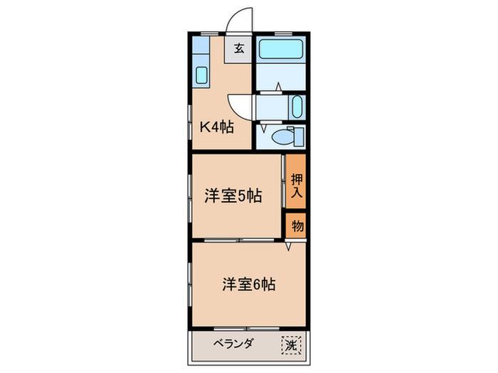コーポ碧(2K/2階)の間取り写真