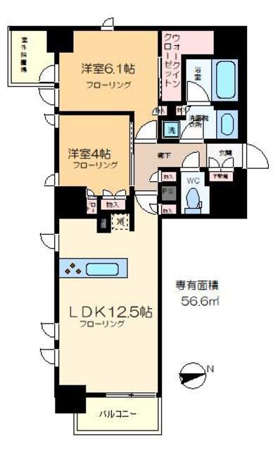 アトラス秋葉原アロマコート(2LDK/7階)の間取り写真