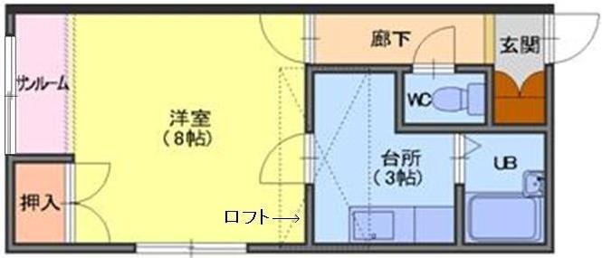 ピュア小坂1(1K/1階)の間取り写真
